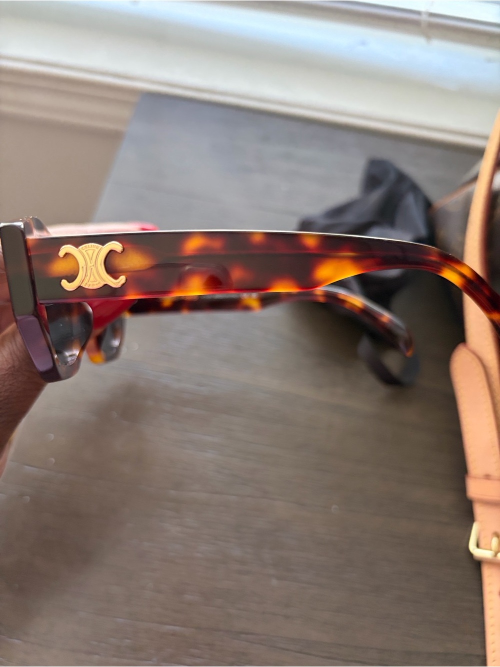 Celine Triomphe Oval Sunglasses - Tortoise Brown with Gold Logo - Picture 7 of 8